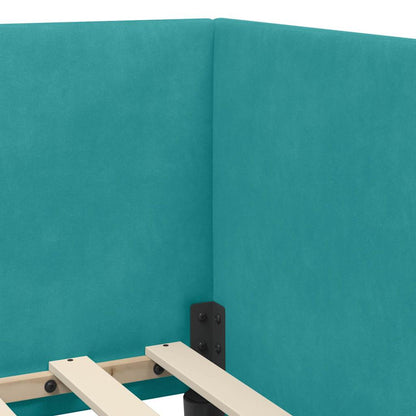 Hoekbedframe met Matras met hoofdeinde 2 pcs Turquoise Fluweel