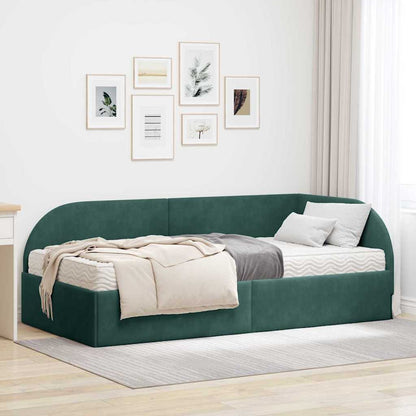 Hoekbedframe met Matras met hoofdeinde 2 pcs Groen Fluweel