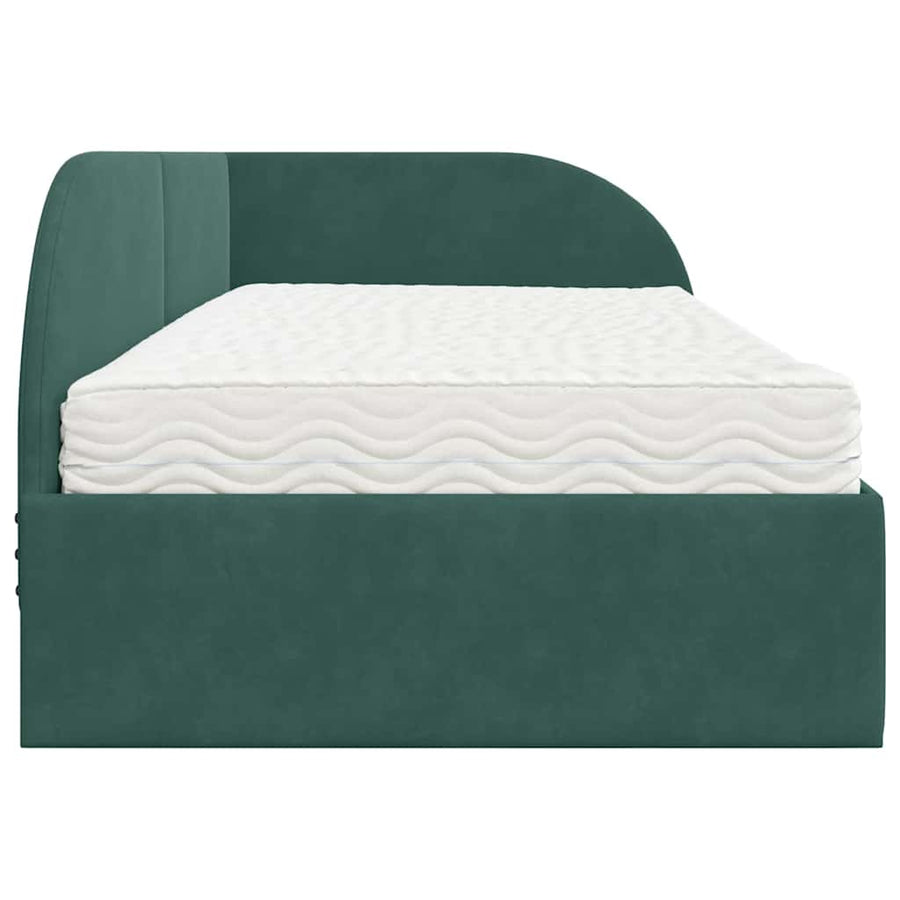 Hoekbedframe met Matras met hoofdeinde 2 pcs Groen Fluweel