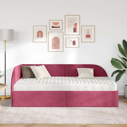 Hoekbedframe met Matras met hoofdeinde 2 pcs Groen Fluweel