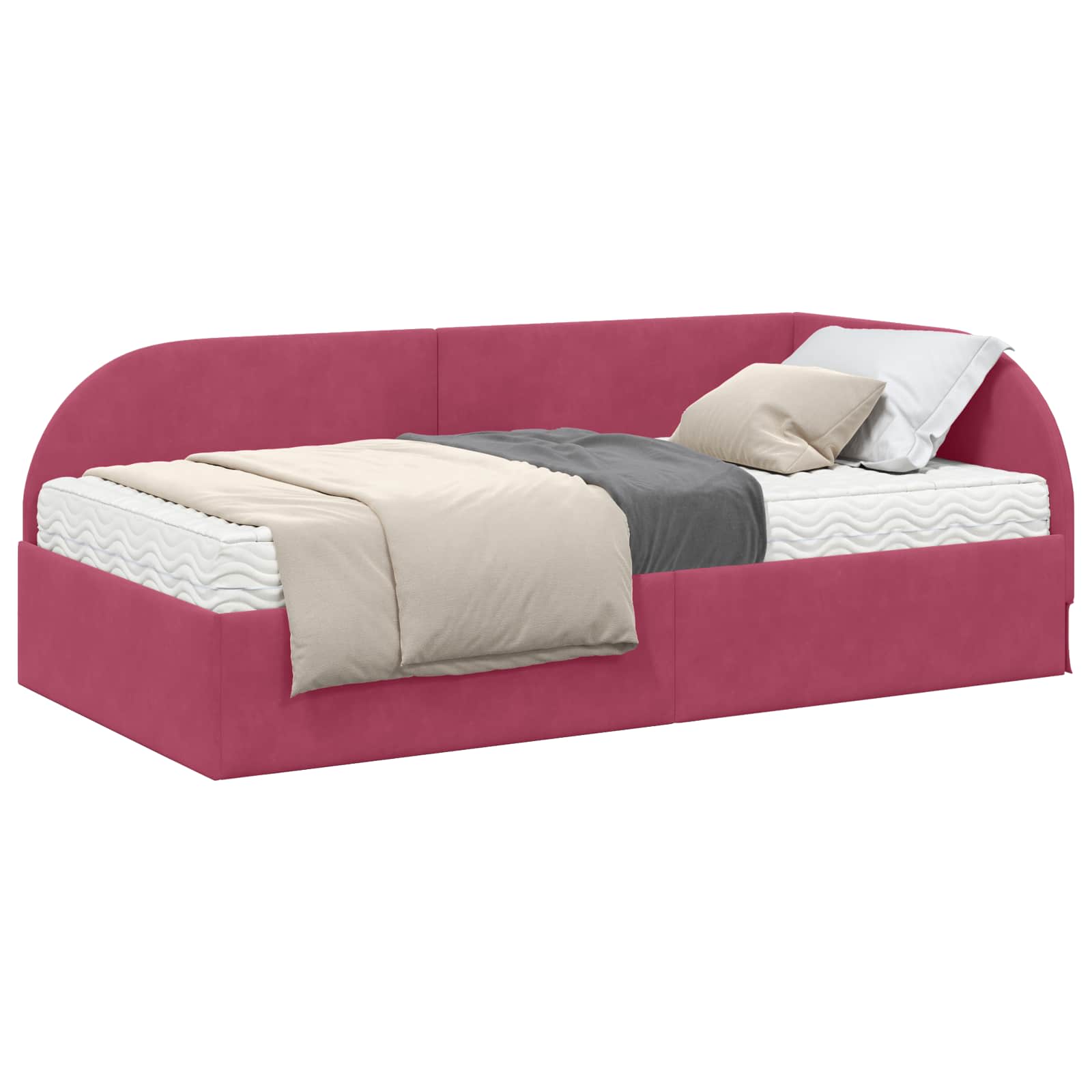 Hoekbedframe met Matras met hoofdeinde 2 pcs Groen Fluweel