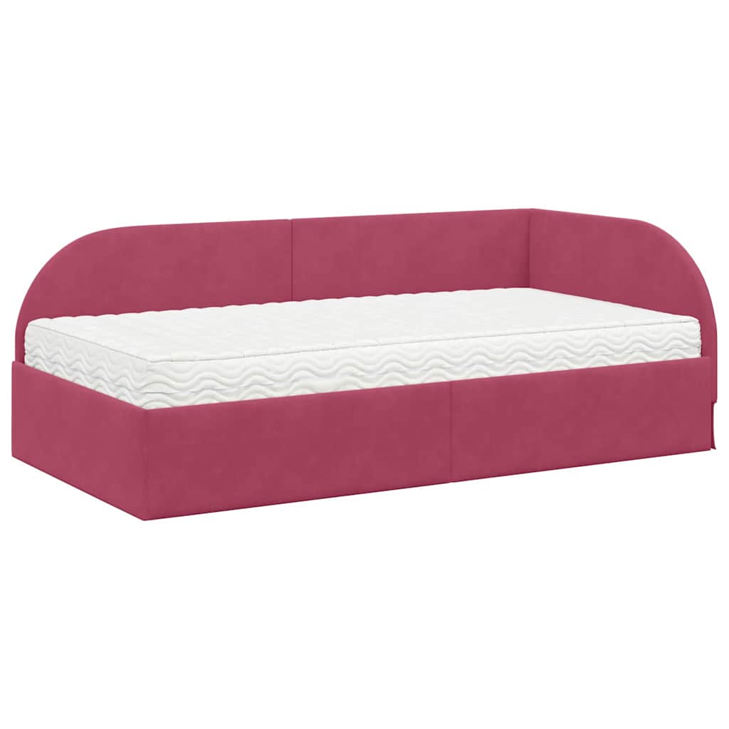 Hoekbedframe met Matras met hoofdeinde 2 pcs Groen Fluweel