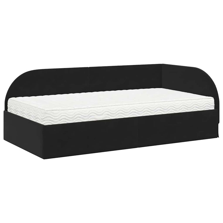 Hoekbedframe met Matras met hoofdeinde 2 pcs Zwart Fluweel