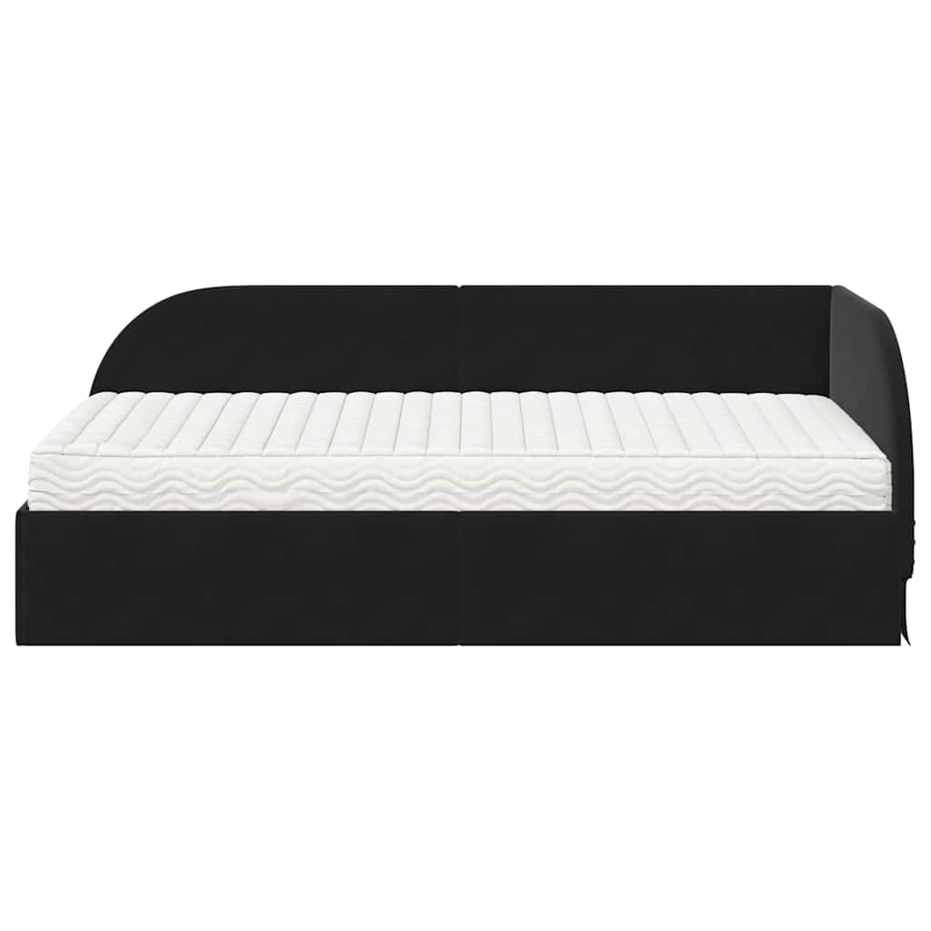 Hoekbedframe met Matras met hoofdeinde 2 pcs Zwart Fluweel