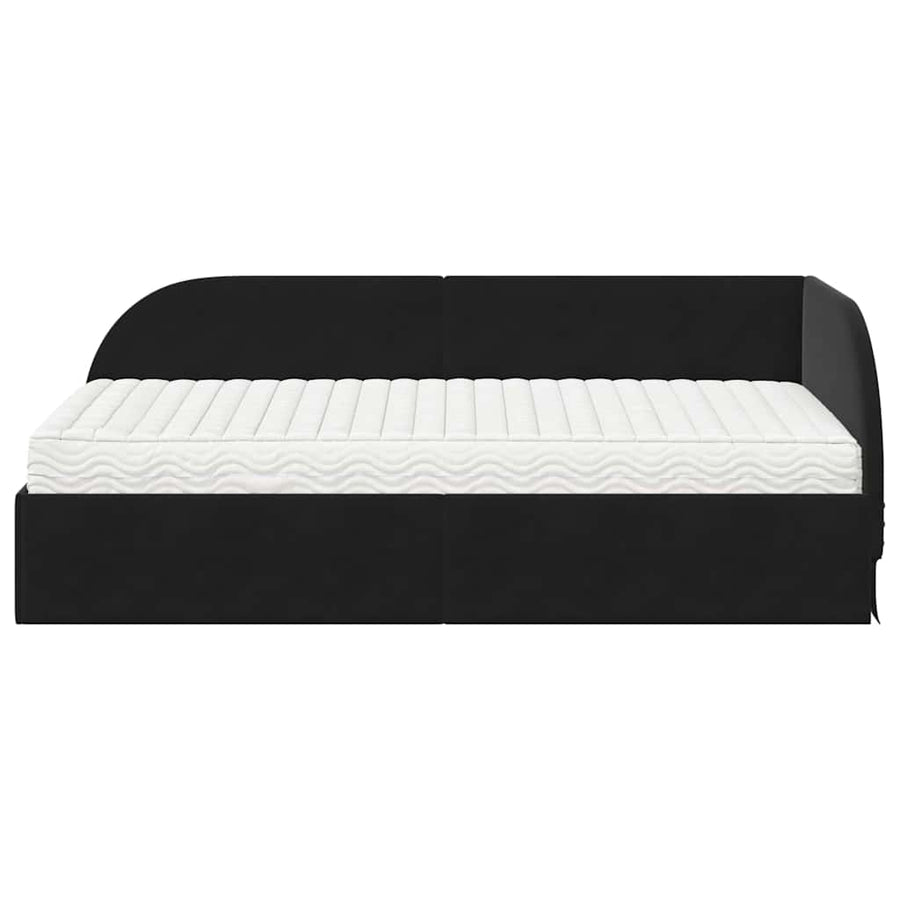 Hoekbedframe met Matras met hoofdeinde 2 pcs Zwart Fluweel
