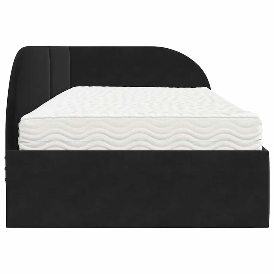 Hoekbedframe met Matras met hoofdeinde 2 pcs Zwart Fluweel
