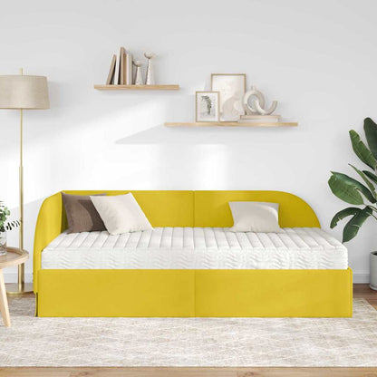 Hoekbedframe met Matras met hoofdeinde 2 pcs Geel Fluweel