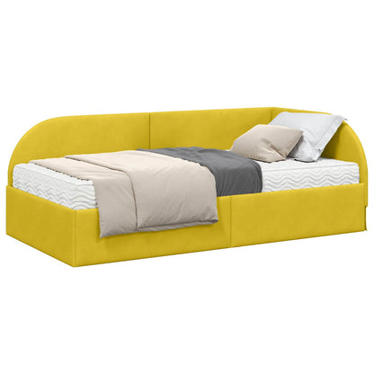 Hoekbedframe met Matras met hoofdeinde 2 pcs Geel Fluweel