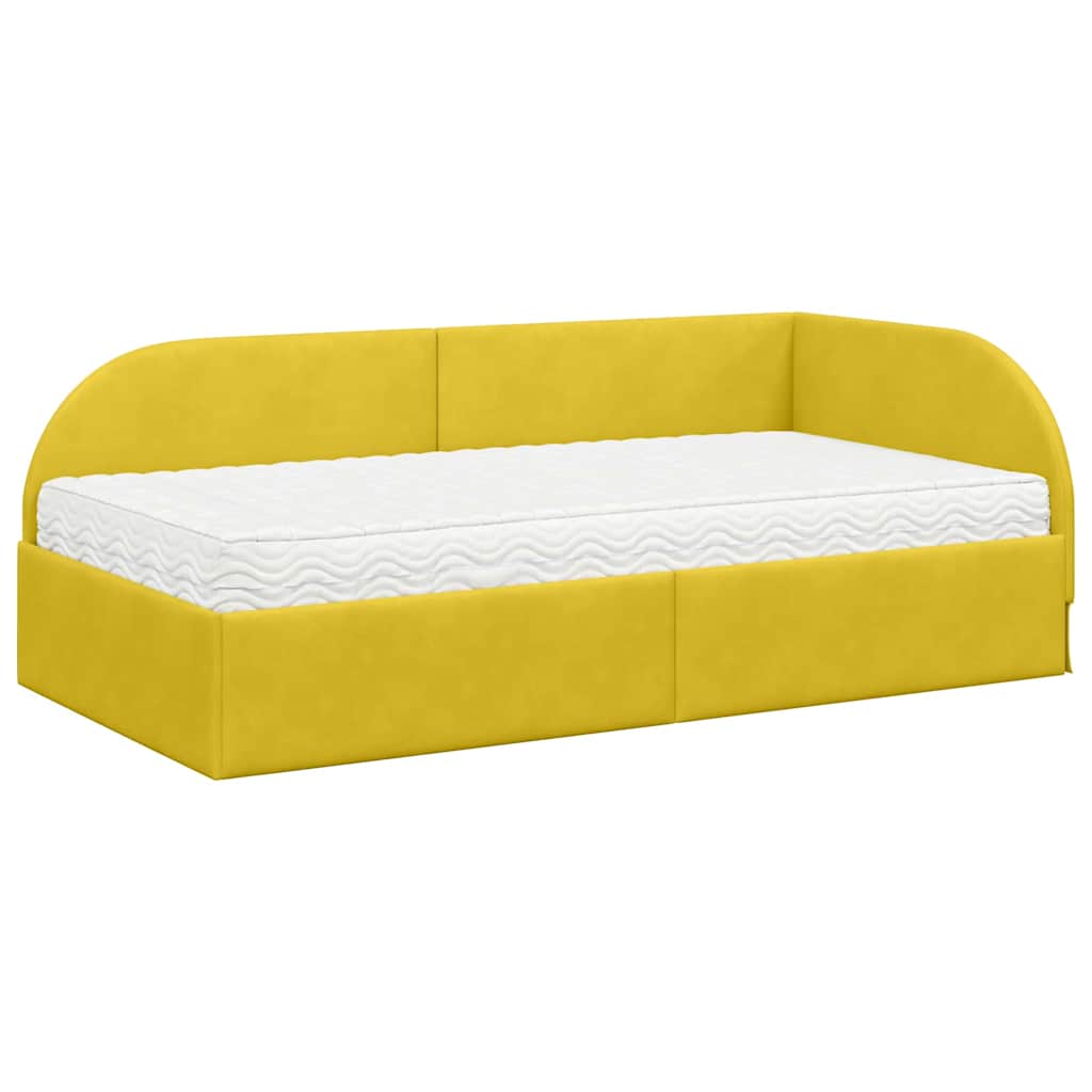 Hoekbedframe met Matras met hoofdeinde 2 pcs Geel Fluweel