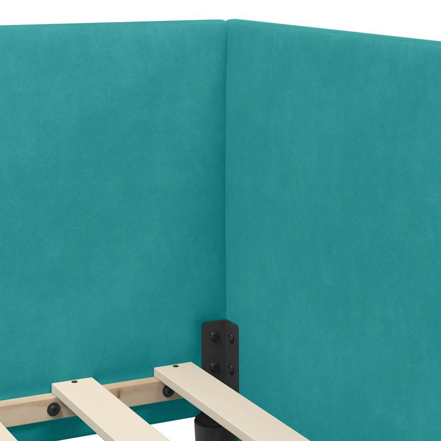 Hoekbedframe met Matras met hoofdeinde 2 pcs Turquoise Fluweel
