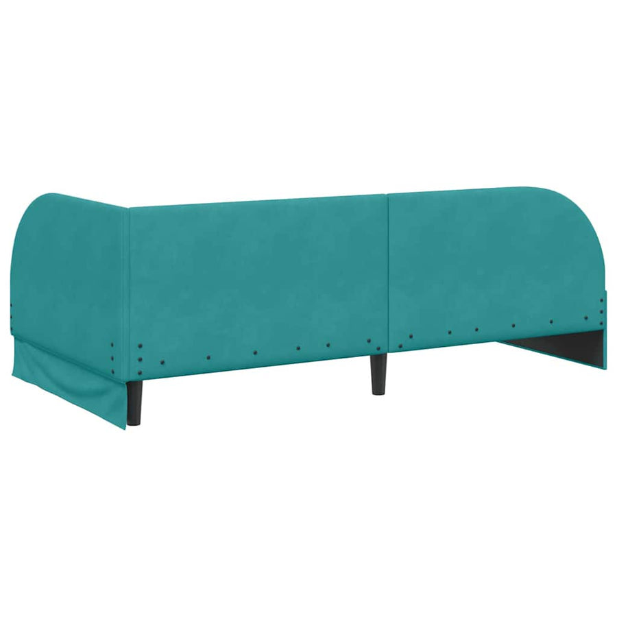 Hoekbedframe met Matras met hoofdeinde 2 pcs Turquoise Fluweel