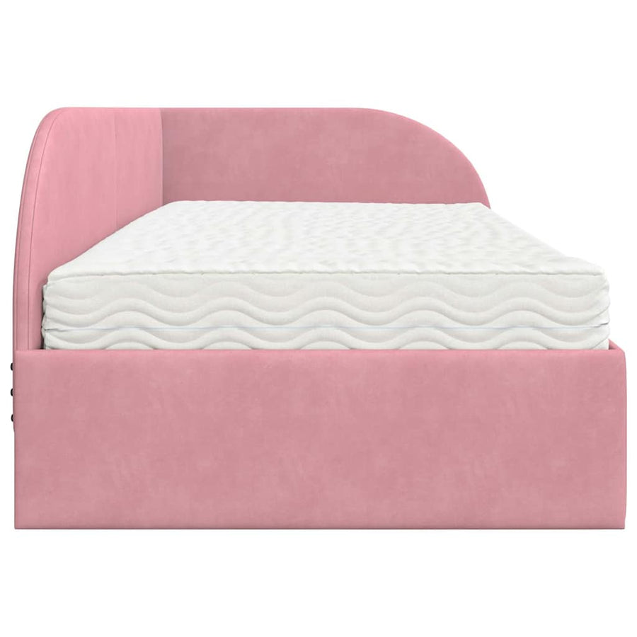 Hoekbedframe met Matras met hoofdeinde 2 pcs Roze Fluweel