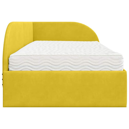 Hoekbedframe met Matras met hoofdeinde 2 pcs Geel Fluweel