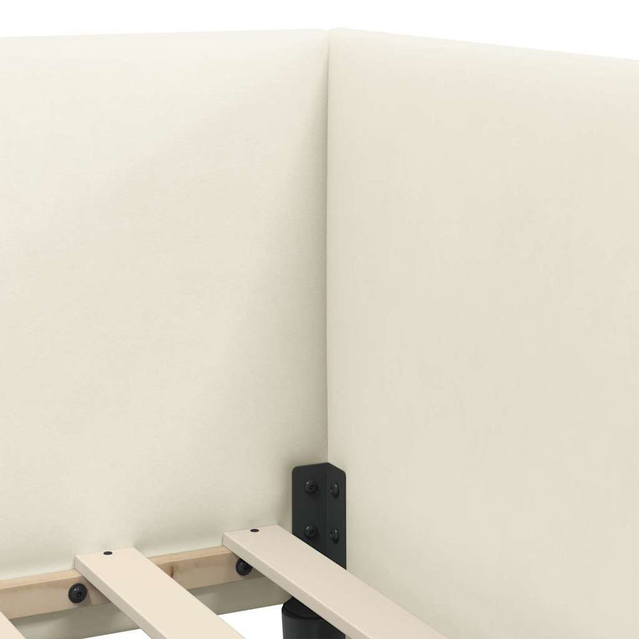 Hoekbedframe met Matras met hoofdeinde 2 pcs Crème Fluweel