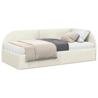 Hoekbedframe met Matras met hoofdeinde 2 pcs Crème Fluweel