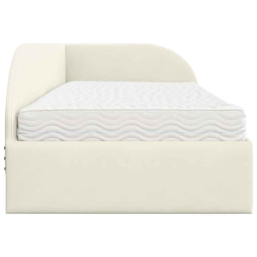 Hoekbedframe met Matras met hoofdeinde 2 pcs Crème Fluweel