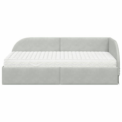 Hoekbedframe met Matras met hoofdeinde 2 pcs Lichtgrijs Fluweel