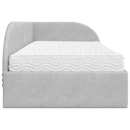 Hoekbedframe met Matras met hoofdeinde 2 pcs Lichtgrijs Fluweel