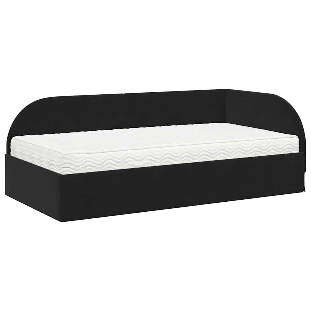 Hoekbedframe met Matras met hoofdeinde 2 pcs Zwart Fluweel