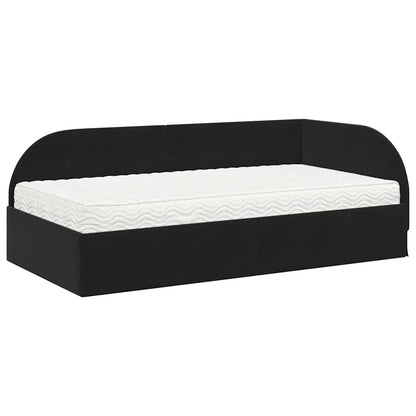 Hoekbedframe met Matras met hoofdeinde 2 pcs Zwart Fluweel