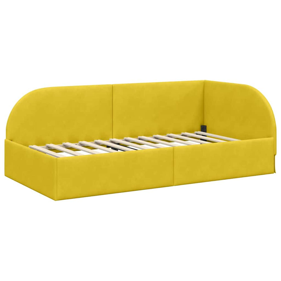 Hoekbedframe met Matras met hoofdeinde 2 pcs Geel Fluweel