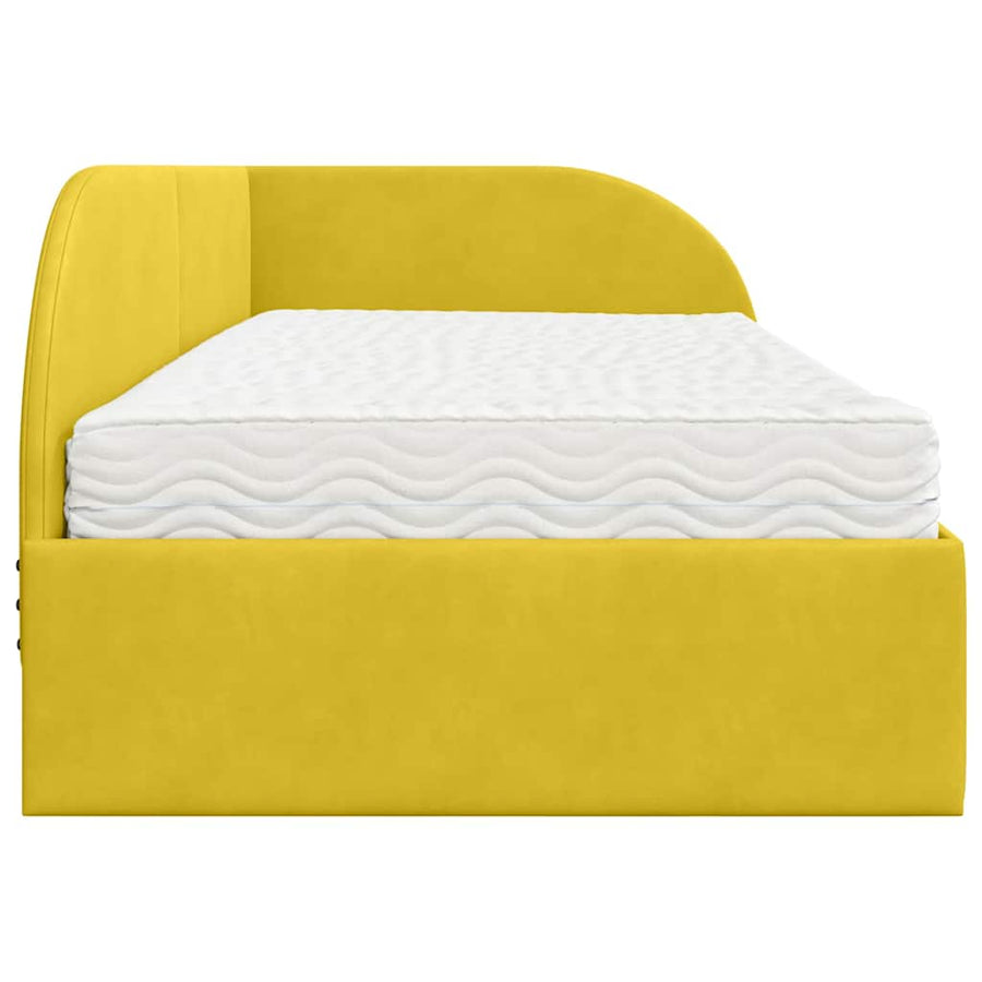 Hoekbedframe met Matras met hoofdeinde 2 pcs Geel Fluweel