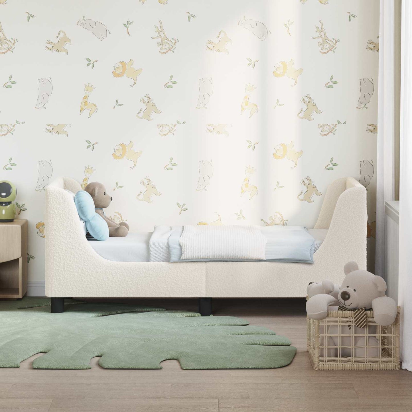 Peuterbedframe met hoofdbord Crème 70 x 140 cm Schapenstof