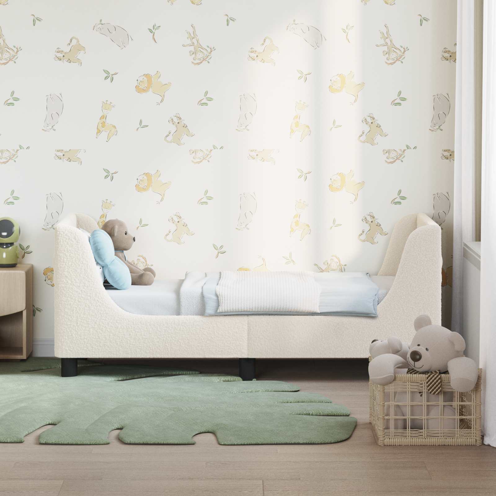 Peuterbedframe met hoofdbord Crème 70 x 140 cm Schapenstof