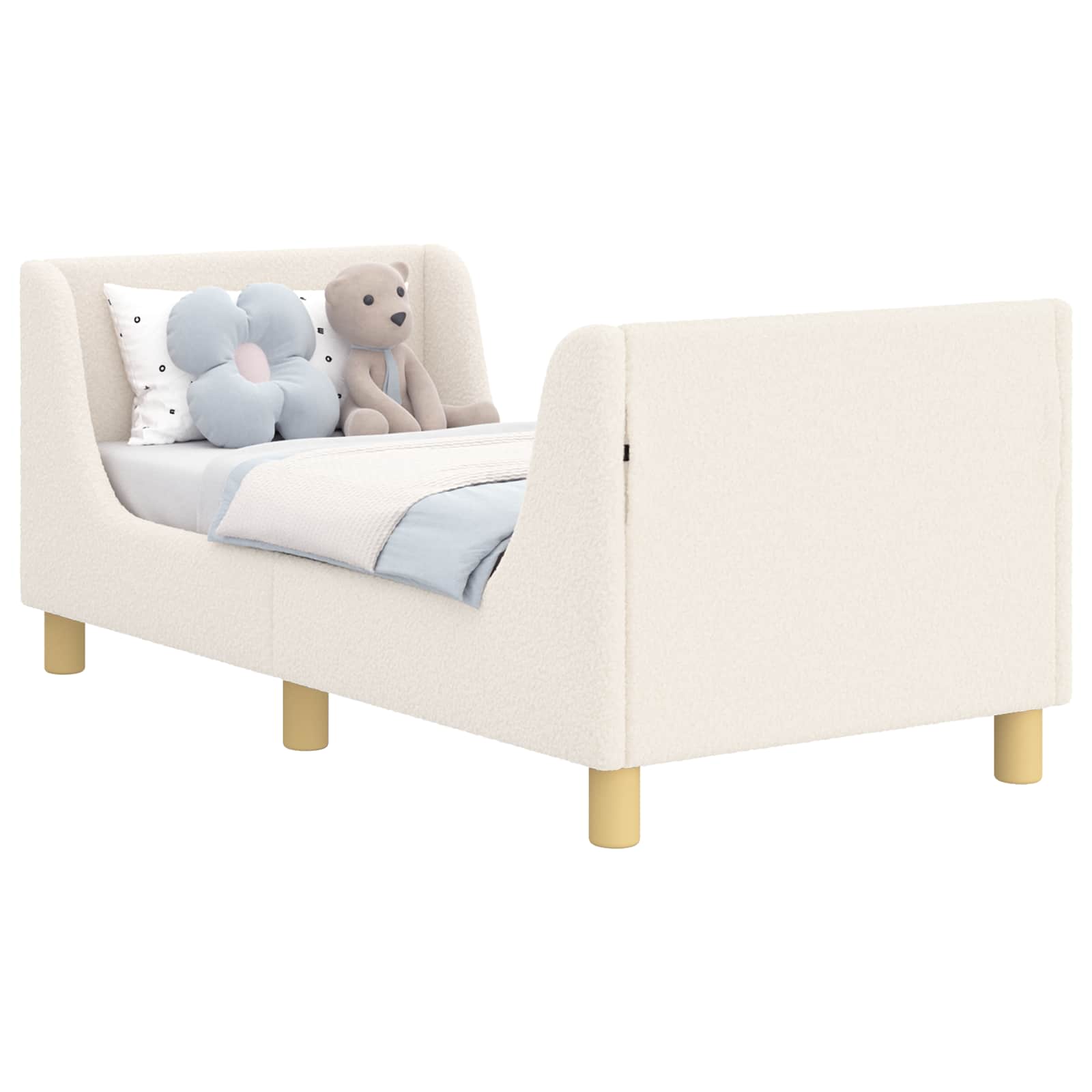 Peuterbedframe met hoofdbord Crème 70 x 140 cm Schapenstof