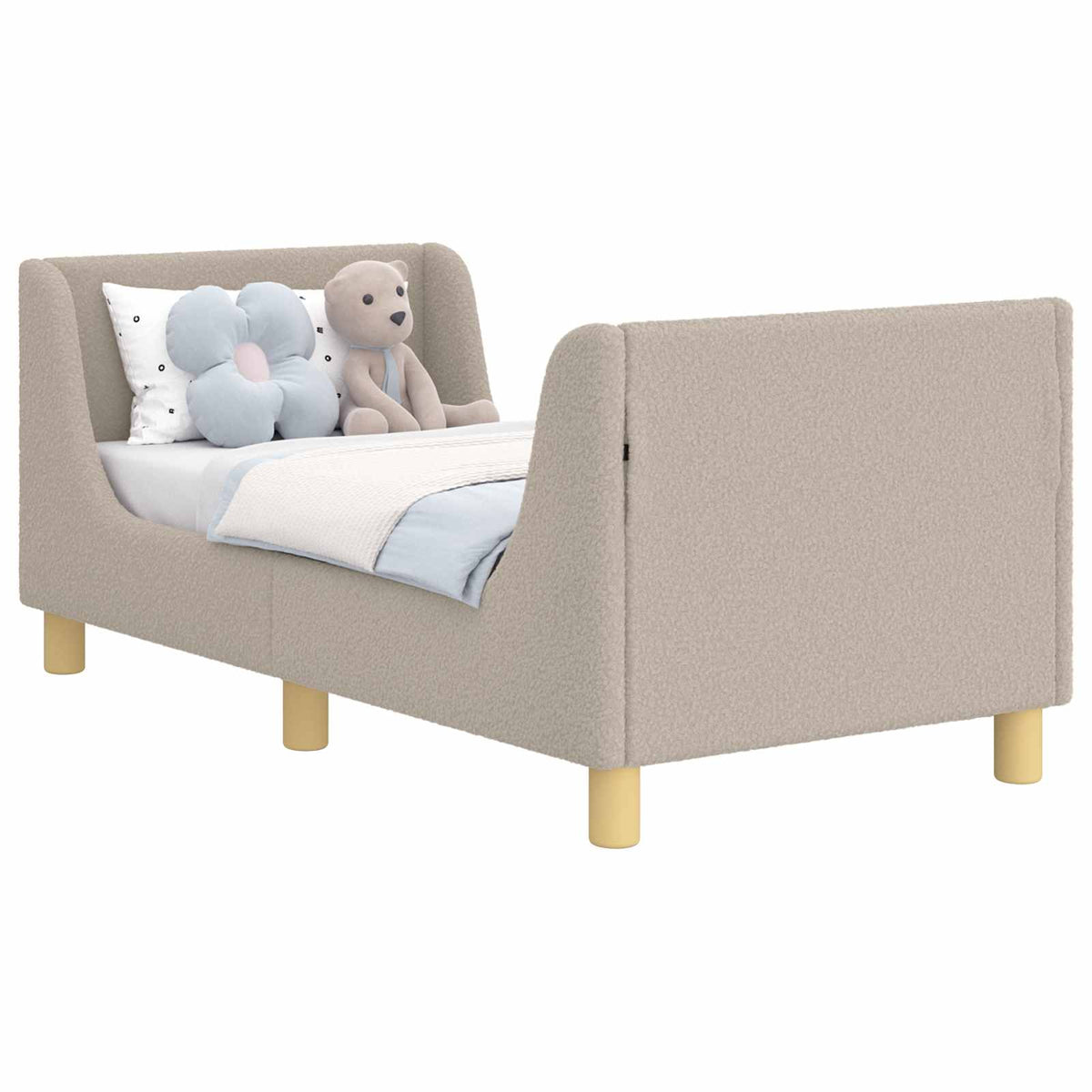 Peuterbedframe met hoofdbord Lichtgrijs 70 x 140 cm Bouclé
