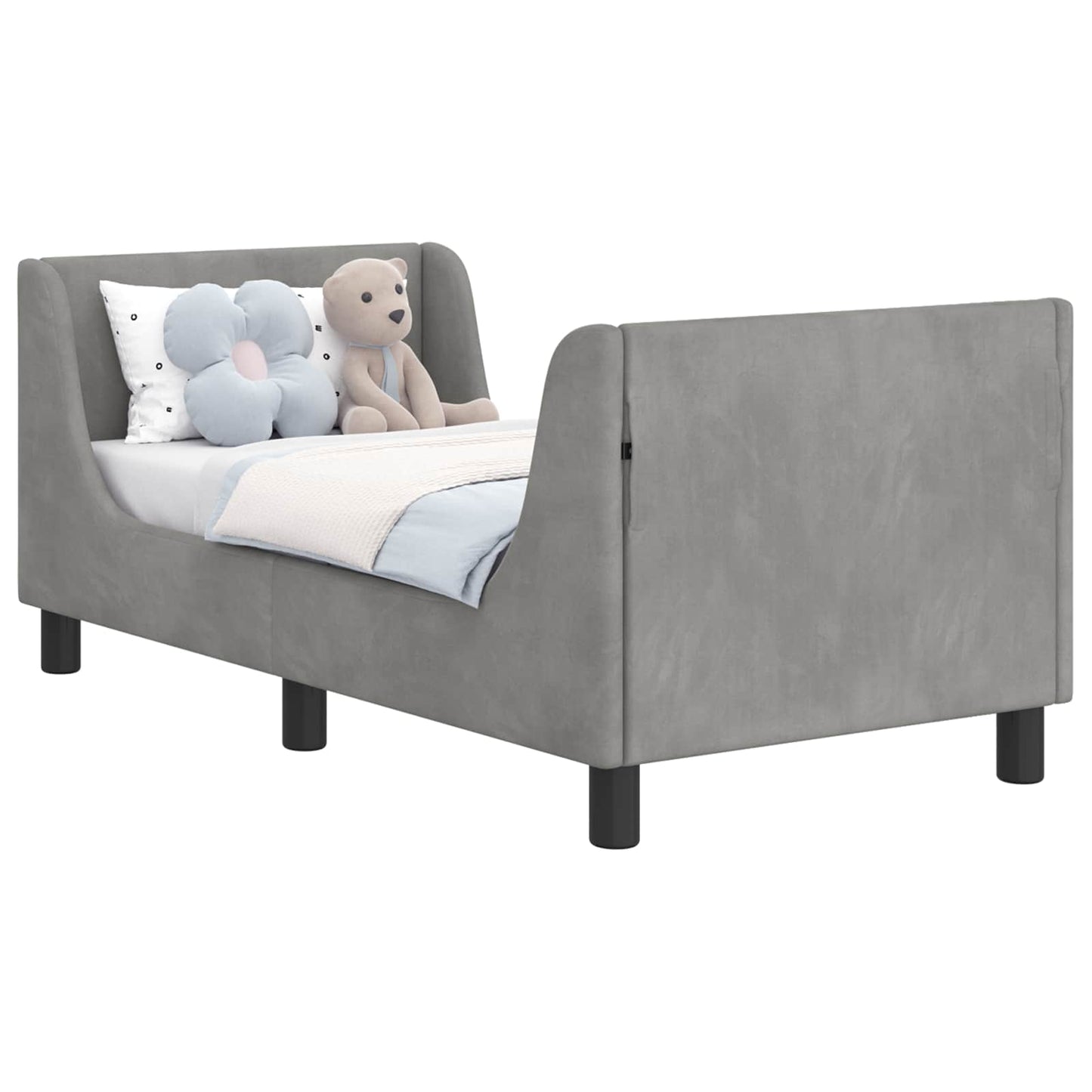 Peuterbedframe met hoofdbord Lichtgrijs 70 x 140 cm Fluweel