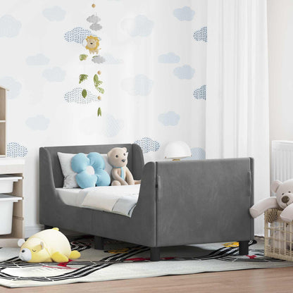Peuterbedframe met hoofdbord Donkergrijs 70 x 140 cm Fluweel