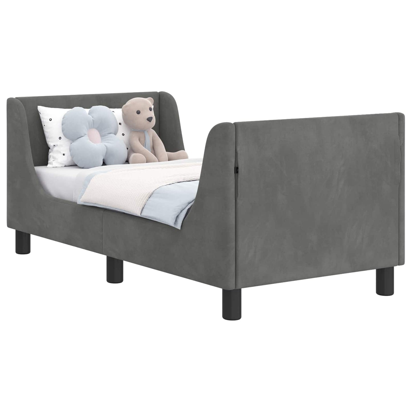 Peuterbedframe met hoofdbord Donkergrijs 70 x 140 cm Fluweel
