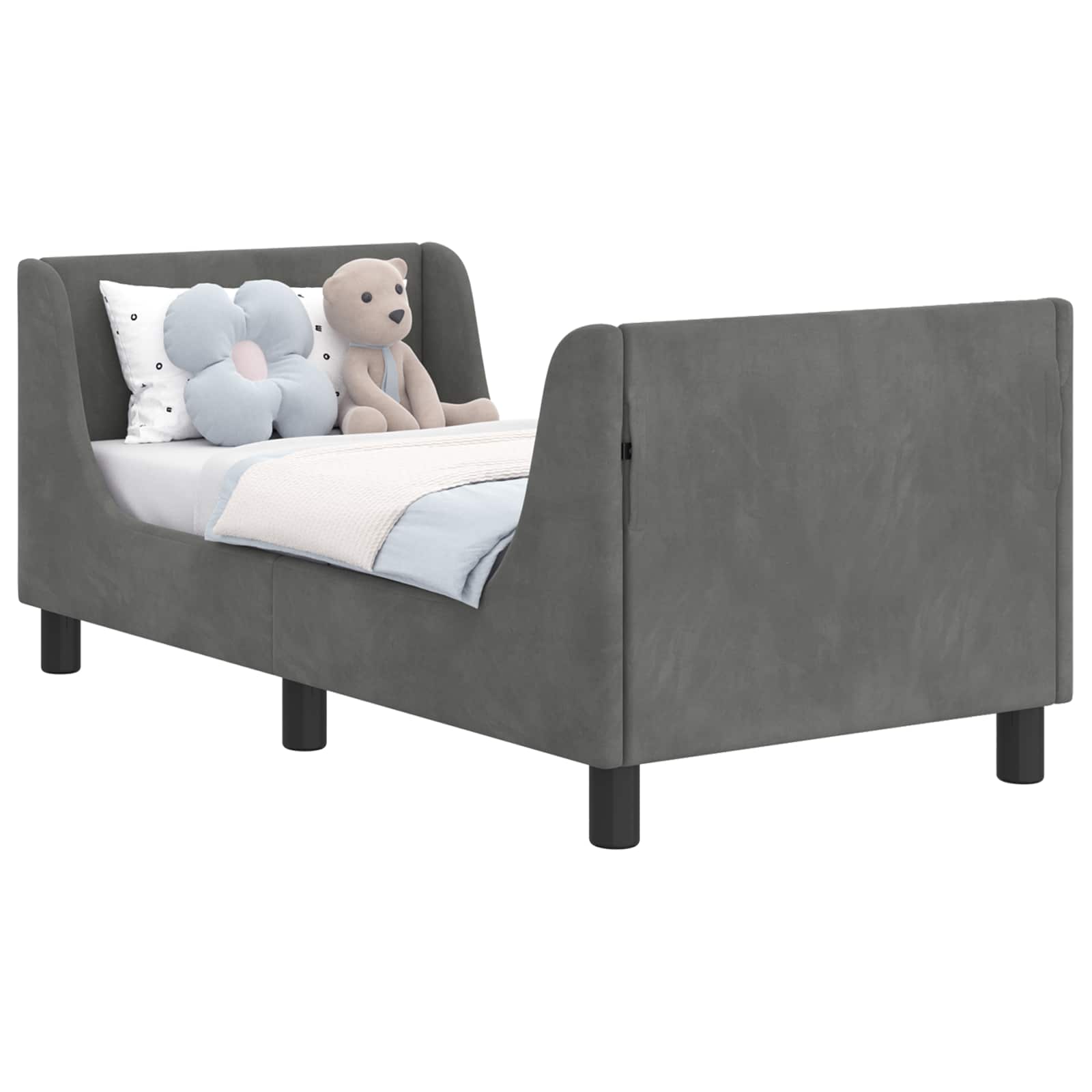 Peuterbedframe met hoofdbord Donkergrijs 70 x 140 cm Fluweel