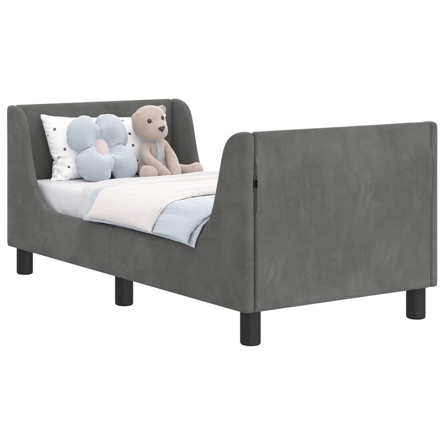 Peuterbedframe met hoofdbord Donkergrijs 70 x 140 cm Fluweel