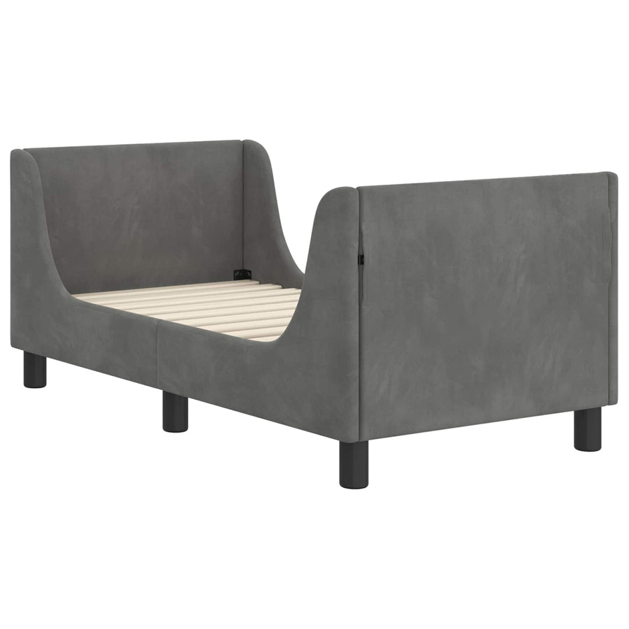 Peuterbedframe met hoofdbord Donkergrijs 70 x 140 cm Fluweel