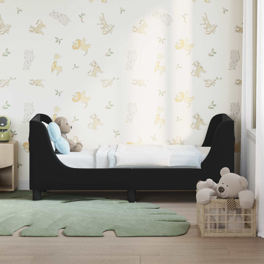 Peuterbedframe met hoofdbord Zwart 70 x 140 cm Fluweel
