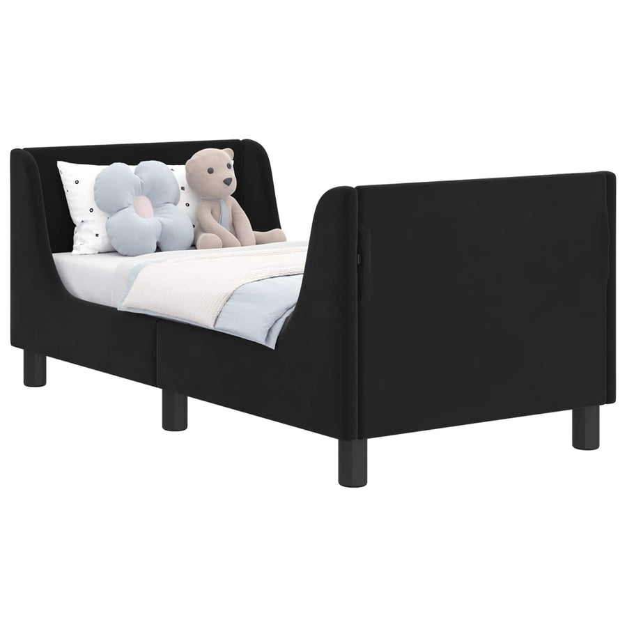 Peuterbedframe met hoofdbord Zwart 70 x 140 cm Fluweel