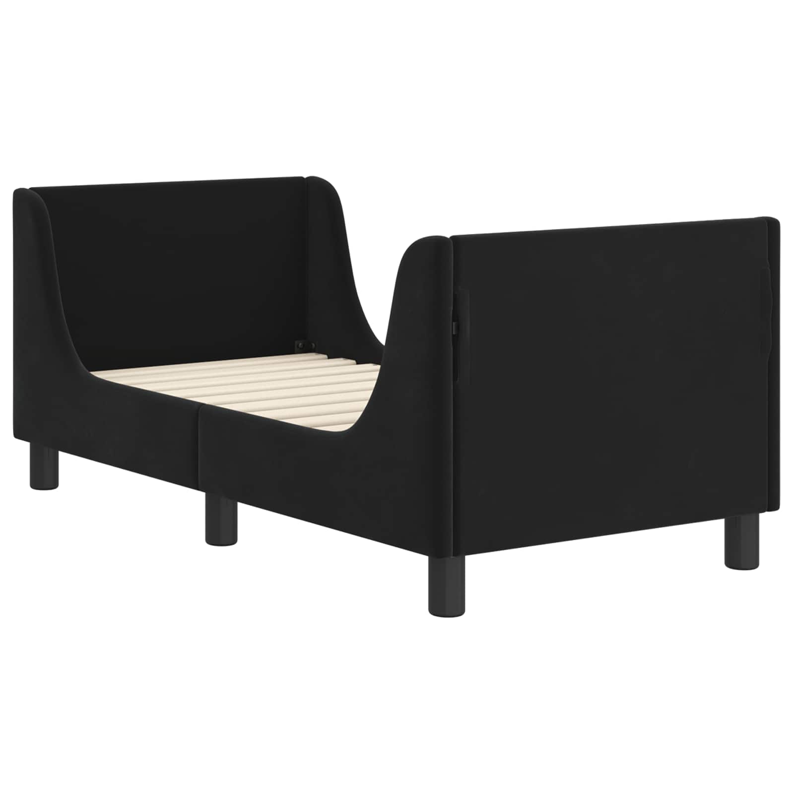 Peuterbedframe met hoofdbord Zwart 70 x 140 cm Fluweel