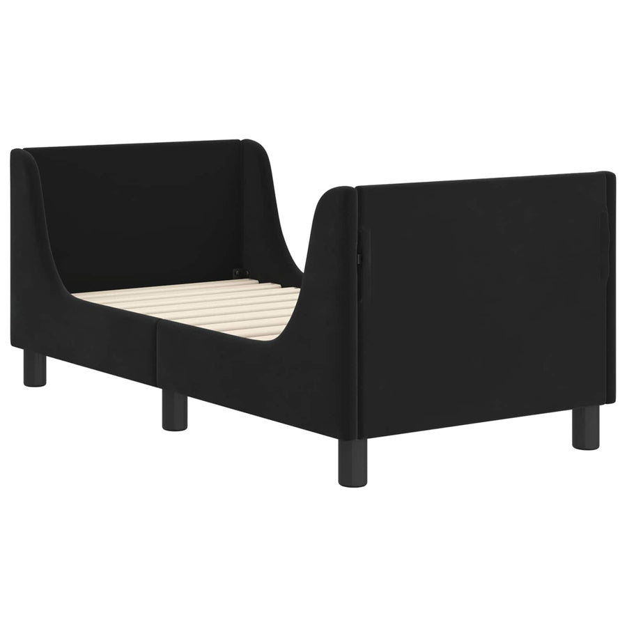 Peuterbedframe met hoofdbord Zwart 70 x 140 cm Fluweel