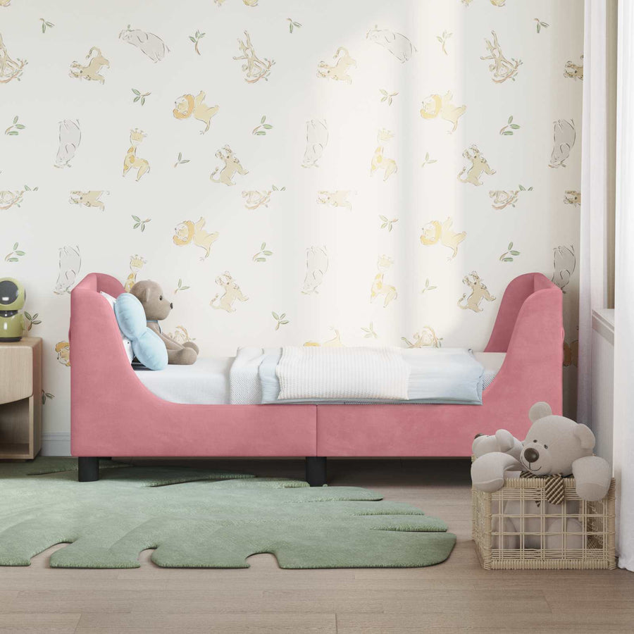 Peuterbedframe met hoofdbord Roze 70 x 140 cm Fluweel