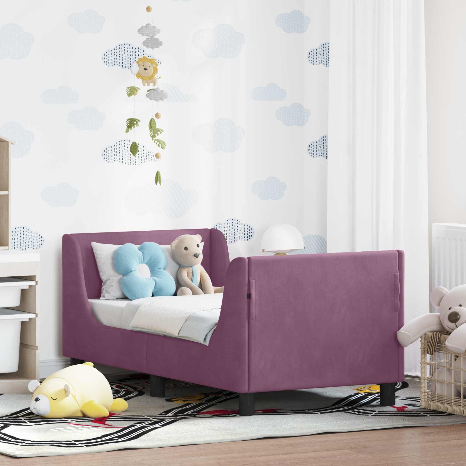 Peuterbedframe met hoofdbord Paars 70 x 140 cm Fluweel