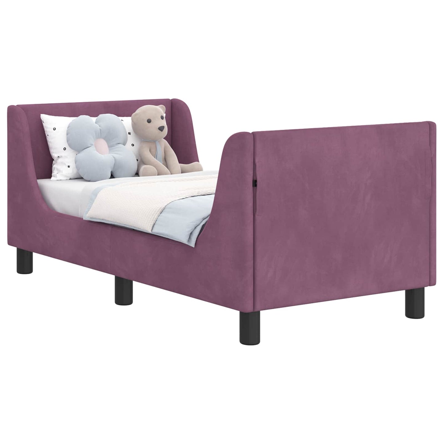 Peuterbedframe met hoofdbord Paars 70 x 140 cm Fluweel