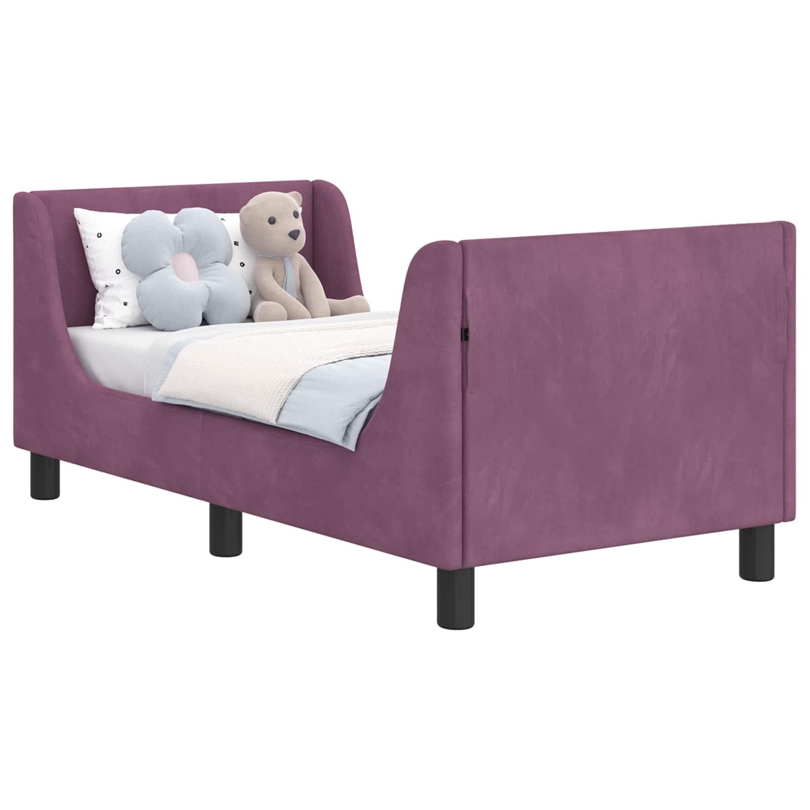 Peuterbedframe met hoofdbord Paars 70 x 140 cm Fluweel