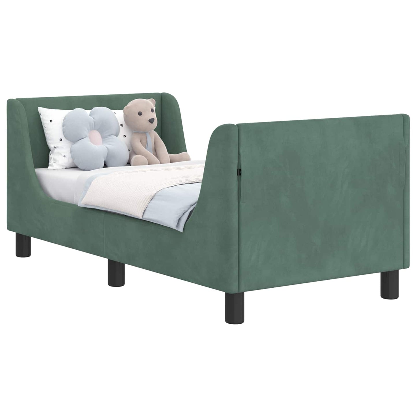 Peuterbedframe met hoofdbord Zeegroen 70 x 140 cm Fluweel