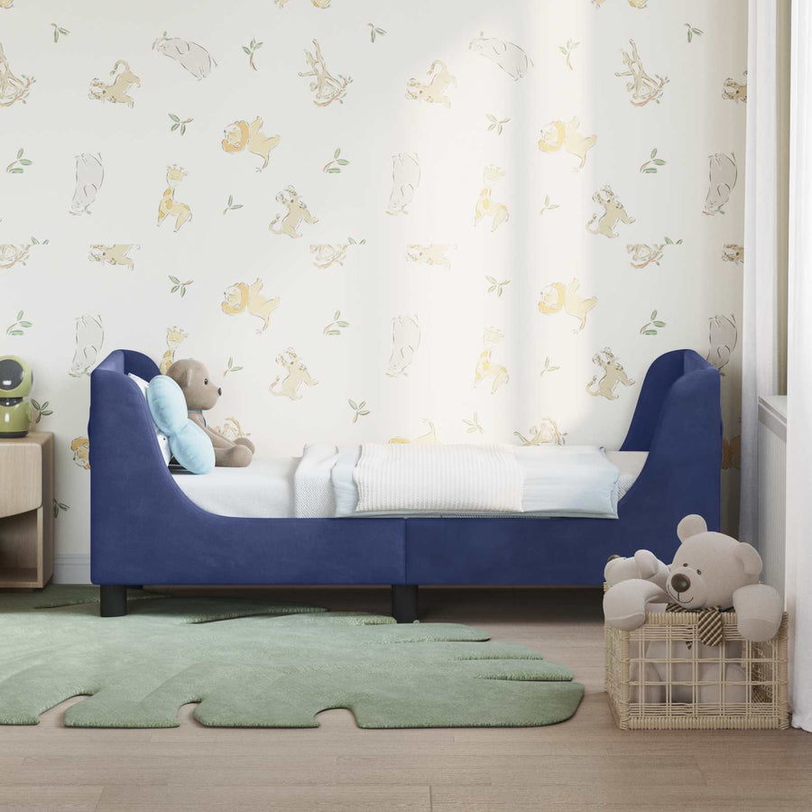Peuterbedframe met hoofdbord Politieblauw 70 x 140 cm Fluweel