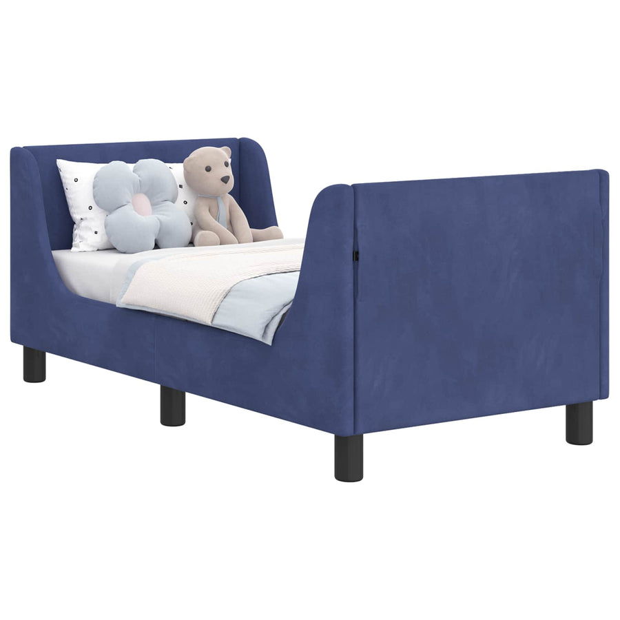 Peuterbedframe met hoofdbord Politieblauw 70 x 140 cm Fluweel