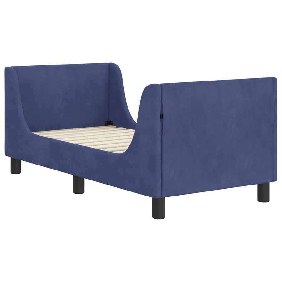 Peuterbedframe met hoofdbord Politieblauw 70 x 140 cm Fluweel