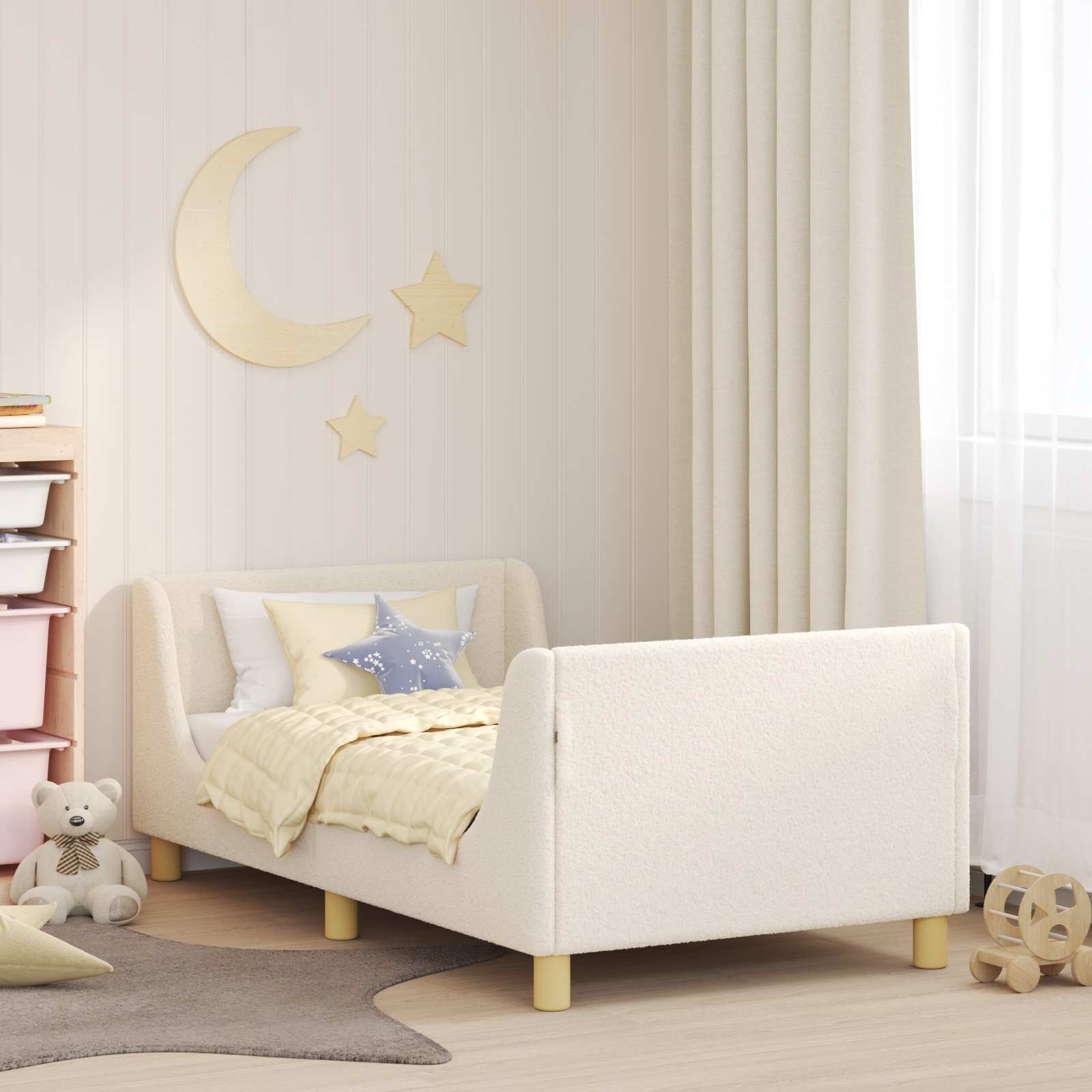 Bedframe voor kinderen met hoofdbord Crèmekleurig 80 x 160 cm