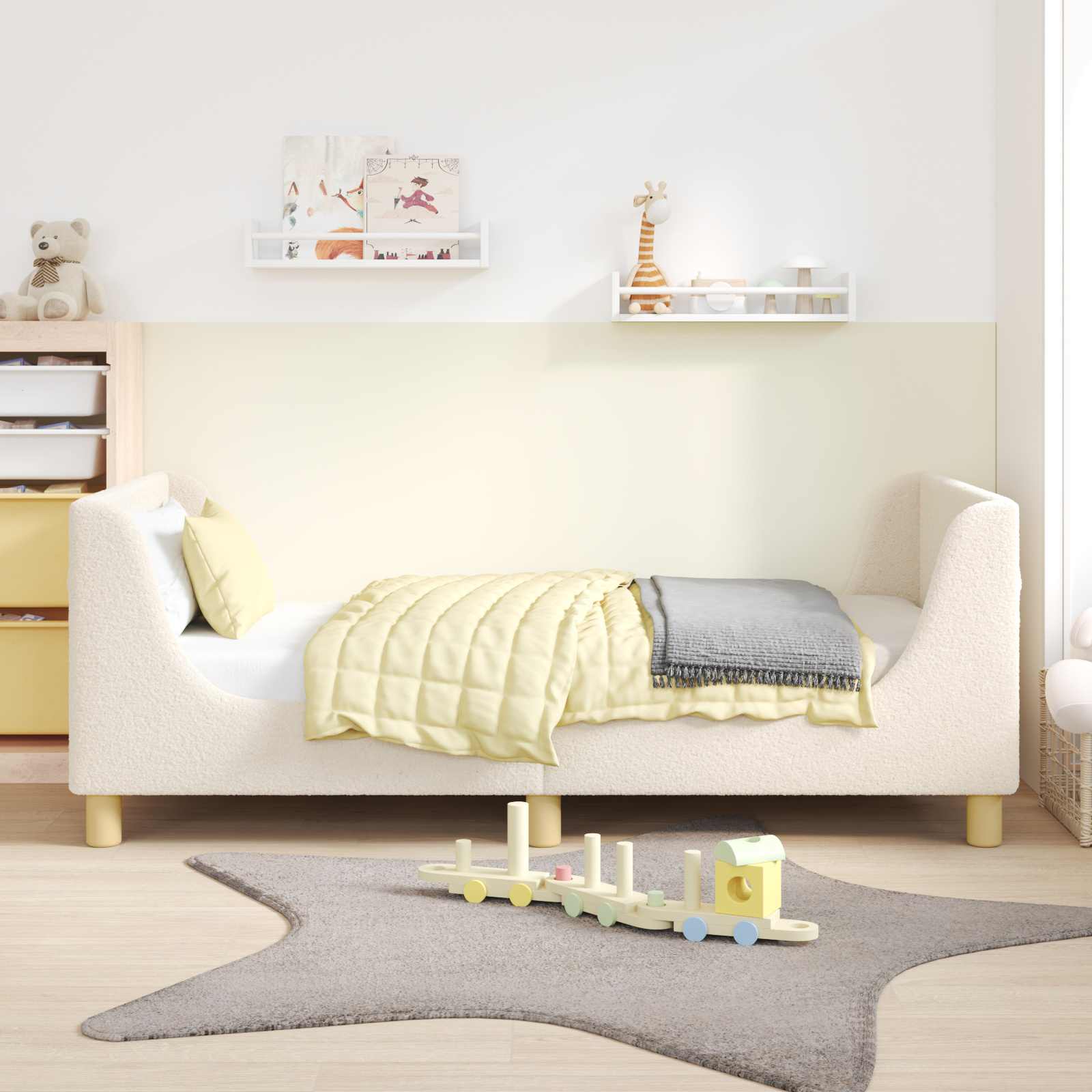 Bedframe voor kinderen met hoofdbord Crèmekleurig 80 x 160 cm
